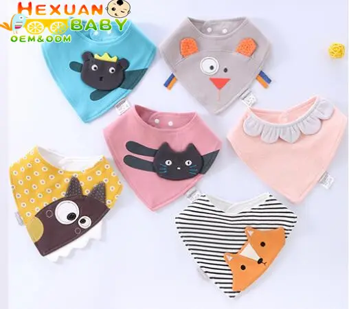 3D Cartoon Embroidered New Design Colorful Soft Baby Bibs