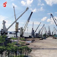 Grue de pont hydraulique YUFEI 30 tonnes à flèche rigide, montée sur piédestal, pour levage maritime, navires, yachts et embarcations offshore