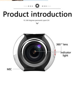 2017 lente Única <span class=keywords><strong>4</strong></span> <span class=keywords><strong>k</strong></span> V1 cámara panorámica 360 Mini Cámara 360 Grados cámara de Los Deportes - Product Image 3