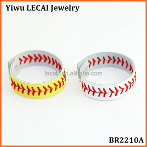 Hot verkoop <span class=keywords><strong>fashion</strong></span> Armbanden Seamed Kant Leer Softball stitch Fast Pitch Armbanden Baseball Stitch manchet Armband