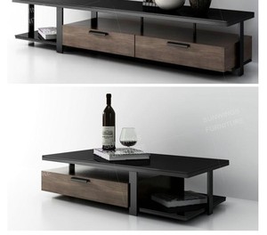 Diseño moderno mueble de televisión led tapa de cristal <span class=keywords><strong>mesa</strong></span> de tv con marco de metal - Product Image 6