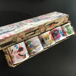 卡通建筑风格 washi 磁带樱花花设计 washi 磁带与彩盒