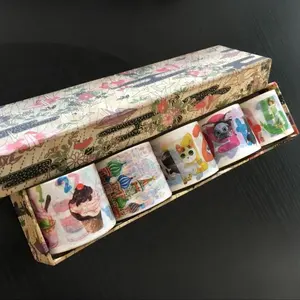 Edifício de estilo dos desenhos animados sakura flor washi tape fita washi projeto com caixa de cor