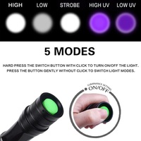2 IN1プロフェッショナル395nMアルミニウムUVブラックライトトーチ500ルーメンハイパワーズームLED戦術懐中電灯防水