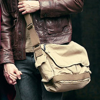 T0604 Sac à bandoulière vintage en <span class=keywords><strong>toile</strong></span> verte pour <span class=keywords><strong>homme</strong></span> en cuir ciré avec fermeture éclair prêt à expédier - Product Image 2