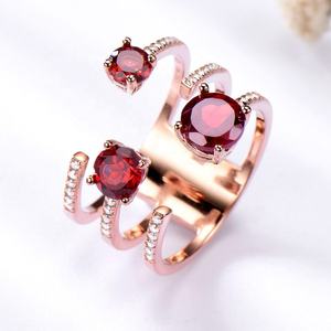 미국 보석 925 스털링 실버 컬러 쥬얼리 여성 손가락 약혼 인공 보석 다이아몬드 도금 골드 결혼 반지 - Product Image 1