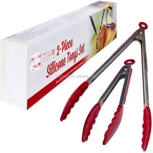 Pack 3pcs Set Silicone Kitchen Food <strong>Tongs</strong> Best for Bread <strong>Cake</strong> Sushi Spaghetti All Kind Food - Product Image 3