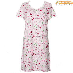 Transpirable 100% algodón hasta la rodilla shot mangas de las mujeres gordas vestido de noche durmiendo - Product Image 2