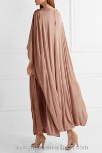 Vestido <span class=keywords><strong>de</strong></span> Noche Largo <span class=keywords><strong>de</strong></span> Seda con Capa Rosa Desnudo, Escote Profundo en V, Último Diseño <span class=keywords><strong>de</strong></span> Moda OEM - Product Image 4