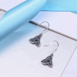 Solid S925 <strong>Sterling</strong> <strong>Silver</strong> Hollow Irish Love Knot <strong>Dangle</strong> Drop <strong>Earrings</strong> for Women Trendy Fine Jewelry Zircon for Weddings Parties - Product Image 4