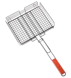 Panier <span class=keywords><strong>de</strong></span> barbecue rectangulaire Portable, <span class=keywords><strong>filet</strong></span> <span class=keywords><strong>de</strong></span> grille réglable <span class=keywords><strong>en</strong></span> hauteur 430 acier inoxydable poignée <span class=keywords><strong>en</strong></span> <span class=keywords><strong>bois</strong></span> légumes petits aliments - Product Image 1