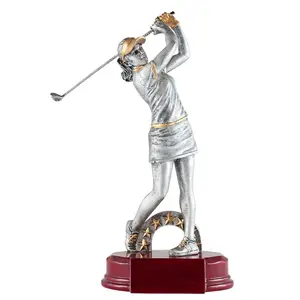 Nanwei Personnalisé Résine Sport Féminin Unique Golf Figure Trophy Awards