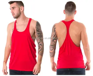 Thể Hình Phòng Tập Thể Dục Ráp Dây Tank Top 100% Cotton Đồng Bằng Racerback Mens Stringers T Trở Lại Vest Y Trở Lại Workout Tank Top