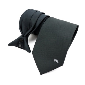 Cravates en polyester noir pour uniforme de sécurité masculin, design personnalisé, logo tissé, cravate à clip - Product Image 1