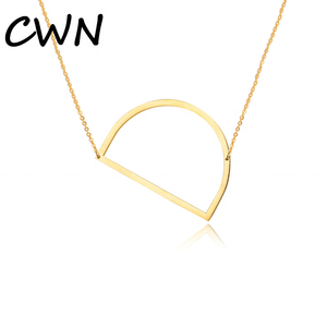 Fashion Jewellery Gold Plated <strong>Sideways</strong> <strong>Initial</strong> Letter D Women <strong>Necklace</strong> - Product Image 1