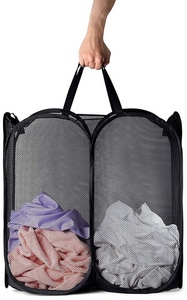 Lớn Xách Tay Gấp Quần Áo Giỏ Giặt Giỏ Vải Có Thể Gập Lại Pop Up Lưới Giặt Đôi - Product Image 5