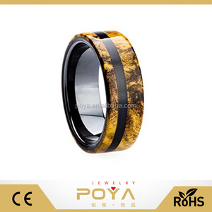 POYA Joyería Unisex Negro De Cerámica anillo de Matrimonio Anillo De Madera de Ébano - Product Image 1