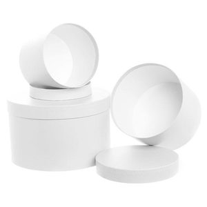 luxury large white cardboard round hat packaging gift box Set 3 wholesale