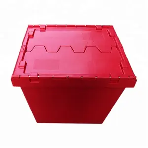 Tham Gia Red Nestable Nhựa Logistic Container Lớn Lưu Trữ Ngoài Trời Thùng Nhựa Hộp Lưu Trữ Lớn Có Nắp Đậy