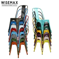 Industrial Dining Metal Chair, Steel Iron Frame