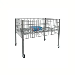 Wire promotion display table dump bin rolling cage with wheels