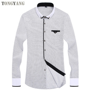TONGYANG <span class=keywords><strong>uomo</strong></span> moda Casual camicia a maniche lunghe stampata Slim Fit maschile sociale Business camicia <span class=keywords><strong>uomo</strong></span> abbigliamento morbido comodo - Product Image 3
