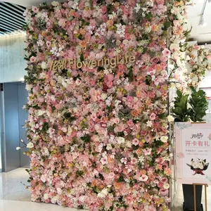 Popular New Arrival Pink White Artificial Rose Flower Hydrangea Flower Wedding Stage Backdrop Decoration 40cmx60cm