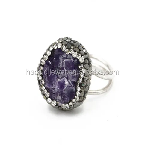 Kasar Batu Amethyst Besar Batu Cincin Desain untuk Anak Perempuan dan Pria