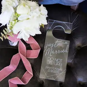 Personalized Acrylic Wedding Door Hanger Honeymoon or Wedding Night Gift For Bride & Groom