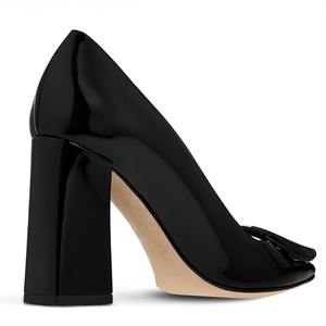 Talons de luxe tendance pour dames 2023 <span class=keywords><strong>cuir</strong></span> véritable, design de qualité supérieure pour femmes, nouveau style, escarpins à talons épais, chaussures de travail - Product Image 3