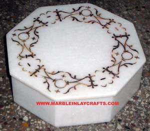 White Marble Inlay Jewellery <b>Box</b> - Product Image 1