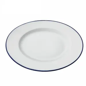 SUNNEX 2022 Hot Sell New enamel blue rim like porcelain ceramic tableware for dining light bowl plate dinnerware set