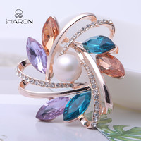 Mode Femmes Broches Coloré Broche Fleur Perle Broches Et Broches