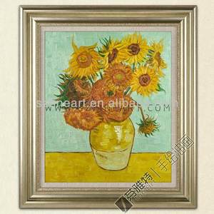 Jarrón con doce girasoles, pintura al óleo con impresión hecha a mano, reproducción de lienzo de Vincent Willem van Gogh, 100%