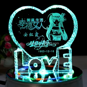 Marco de fotos en forma de corazón K9, grabado láser, Iceberg, cristal personalizado, regalos de boda y San Valentín, venta al por mayor