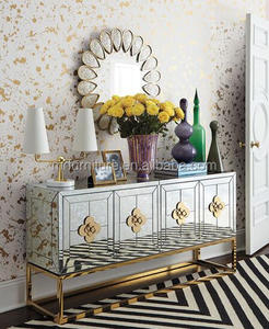 Petal <strong>Round</strong> Console Glass Art Deco MR Wall <strong>Mirror</strong> with <strong>Wooden</strong> Frame in Silver for Living Room Wall Decoration Model MR-2D1802 - Product Image 4