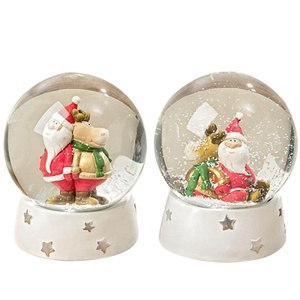 Wholesale Mini Christmas Resin Elk <strong>Snowman</strong> Water Snow <strong>Globe</strong> with Blowing Snow - Product Image 1