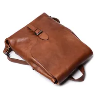 Luojia-mochila de cuero para hombre, bolso de viaje, Vintage