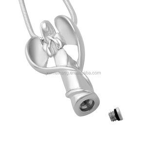 NUOVO Ciondolo Urna per Cremazione Placcato Oro 18K in Acciaio Inossidabile a Forma di Angelo Design Unico Ortodosso Finemente Lavorato - Product Image 2