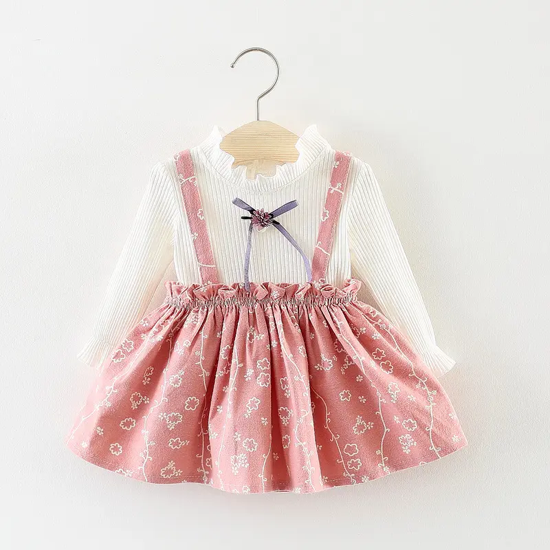 Spring long sleeves 6 months to 3 years kids clothes flower girl dress