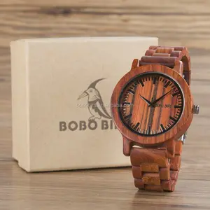 BOBO BIRD 2017 новые роскошные Брендовые мужские красные часы с деревянным ремешком кварцевые мужские часы лучший подарок ювелирные изделия