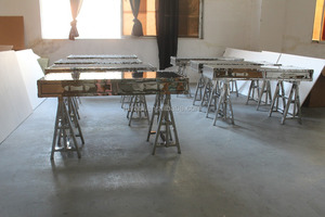 <span class=keywords><strong>Bureau</strong></span> de direction <span class=keywords><strong>en</strong></span> métal au <span class=keywords><strong>design</strong></span> antique du milieu du siècle, avec plateau <span class=keywords><strong>en</strong></span> <span class=keywords><strong>verre</strong></span> réglable <span class=keywords><strong>en</strong></span> hauteur, <span class=keywords><strong>en</strong></span> acier inoxydable brillant - Product Image 3