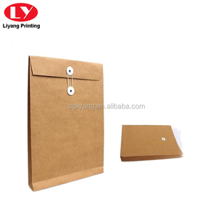 ממוחזר חום קראפט נייר מסמכי תיק Custom A4 מעטפת עם מחרוזת וסגירת כפתור - Product Image 2