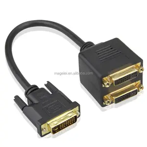 Adapter DVI-D Stecker auf Dual 2 DVI-I Weibliche Video Y Splitter Kabel Adapter