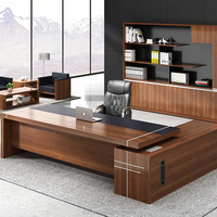 Bureau de direction en bois en forme de L avec taille king (FOHS-A3315)
