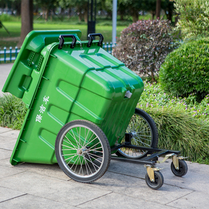 Outdoor 400 liter plastic vuilnis afvalbak winkelwagen met wielen - Product Image 3