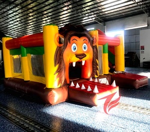 Giant Lion <span class=keywords><strong>King</strong></span> Bouncer Nhà Lâu Đài <span class=keywords><strong>Bouncy</strong></span> Inflatable Với Slide - Product Image 3