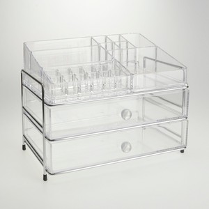 Organisateur de maquillage et de bijoux moderne et écologique en acrylique avec tiroir à 2 niveaux - Product Image 1