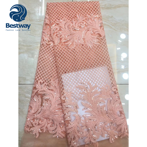 Bestway Broderie Blanc <span class=keywords><strong>Français</strong></span> Sequin Tulle Dentelle Tissu - Product Image 6