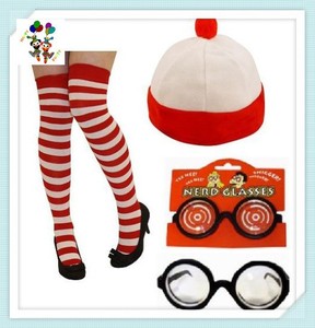 Gorro de Fiesta con Rayas Rojas y Blancas Barato, con Calcetines y Gafas, HPC-0927 - Product Image 2